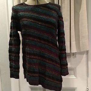 Chico's | Green Soft Striped Asymmetrical Sweater